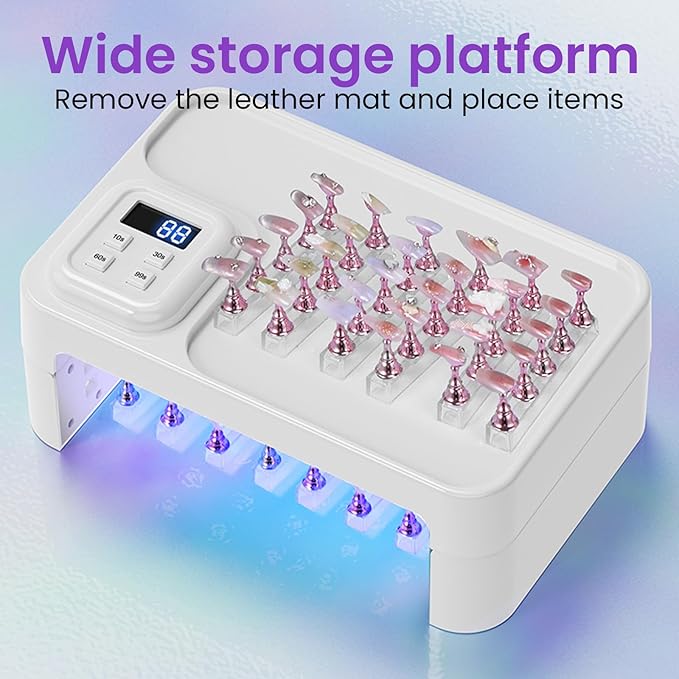 180W UV LED Nail Curing Lamp with Auto Sensor & 4 Timer Settings, Professional Gel Nail Dryer Light with Arm Rest, Fast Drying for Gel Polish, Press on Nails, Salon & Home Use