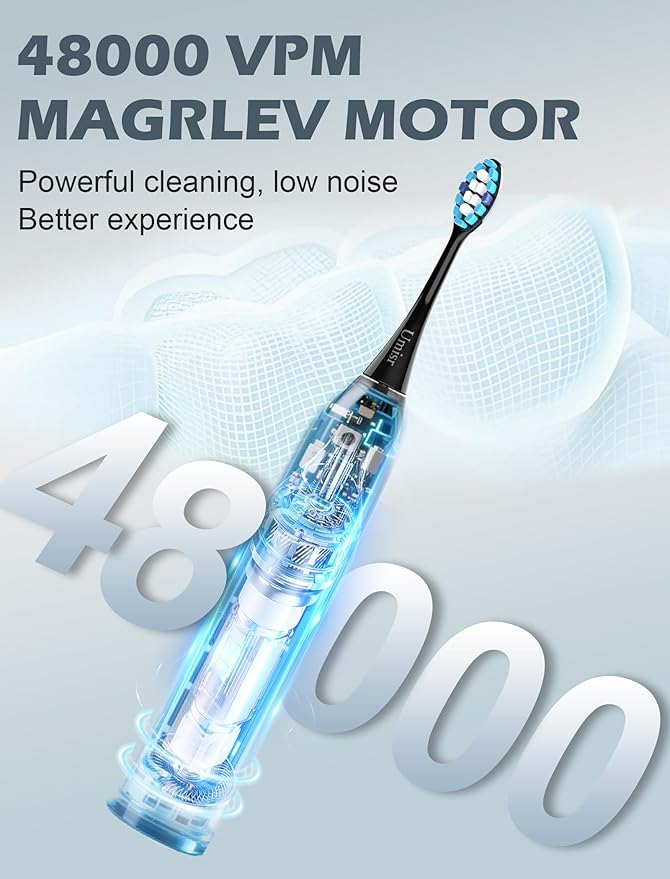 Electric Toothbrush for Adults - 90 Day Battery Life, Rechargeable Sonic Toothbrushes with Pressure Sensor, Smart Screen Travel Electric Toothbrush with Case, 5 Cleaning Modes & 3 Intensities Settings