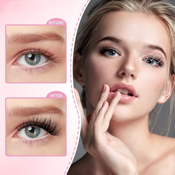 Nova Lash Clusters Fluffy 8-18mm 3D Volume Eyelash Clusters DD Curl - WideSpan DIY Eyelash Extension Cat Eye Individual Fake Eyelashes Clusters with 0.05mm Ultra-Thin Black Band Only Lashes