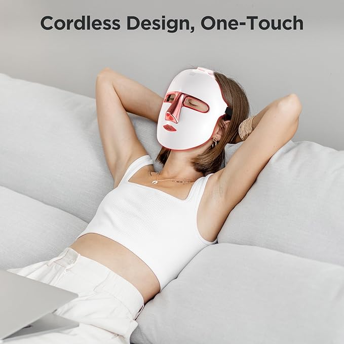 Red Light Mask for Face, 7-1 Colors Red Light Face Mask, Cordless Skincare Facial Mask At Home, Portable and Rechargeable