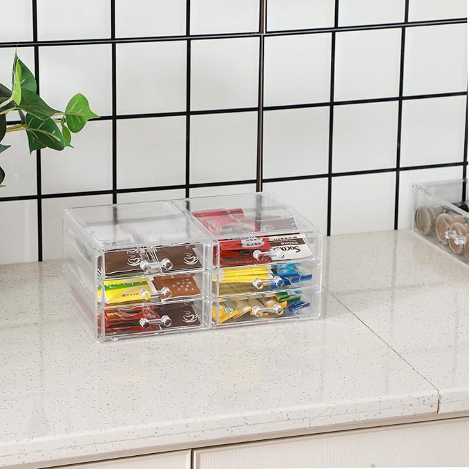 Cq acrylic Clear Stacking Make Up Organizers and Storage With 8 Drawers,9.4" Tall Acrylic Medicine Cabinet Organizer,Plastic Desktop Drawers Organizer for Vanity, Undersink, Kitchen Cabinets,bathroom