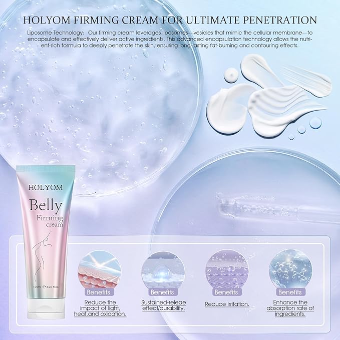 B Flat Belly Firming Cream: Premium Skin Tightening & Moisturizing for Stomach, Women Body Lotion for Firmness and Lift of Thighs & Butt - Pregnancy Skin Firming - 126ML(Rose)