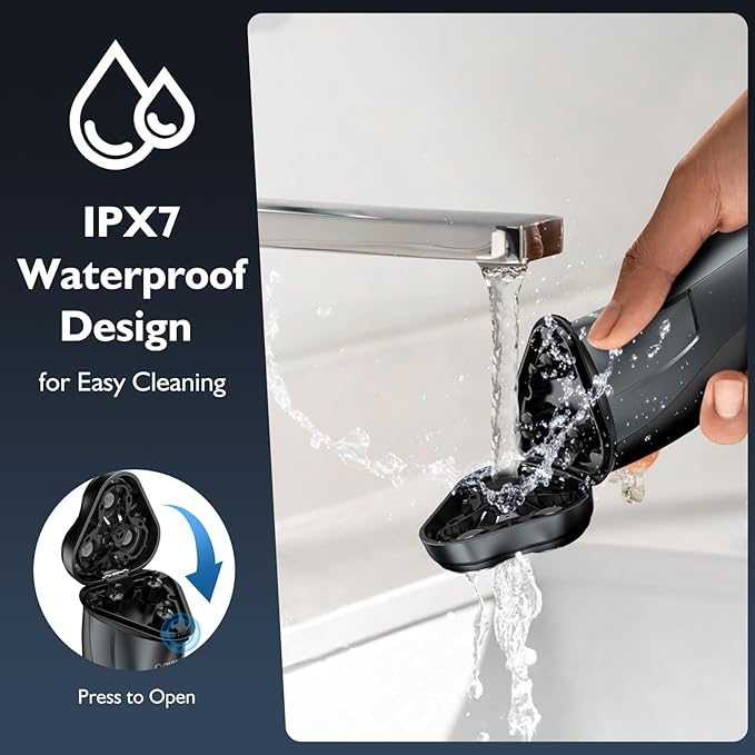 Electric Razor for Men Face, ORVINA Electric Shavers for Men, Portable Rechargeable Waterproof Rotary Shaver with Pop-up Trimmer, LED Display and Travel Lock for Beard Trimming (Silver)