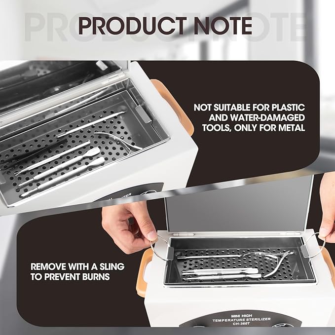 Autoclave Cleaner Machine 2L 110V/300W High Temperature Metal Cleaning Machine Box with Adjustable Temperature & Time Professional Dry Heat Cabinet Nail Tool Cleaner for Lab Home Salon