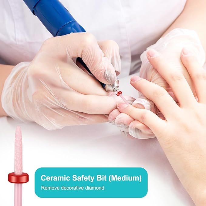 15Pcs Nail Drill Bits Set with Storage Box, 3/32 Inch Tungsten Ceramic Diamond Carbide Nail Drill Bits for Acrylic Gel Polish, Cuticle Efile Remover for Manicure Pedicure