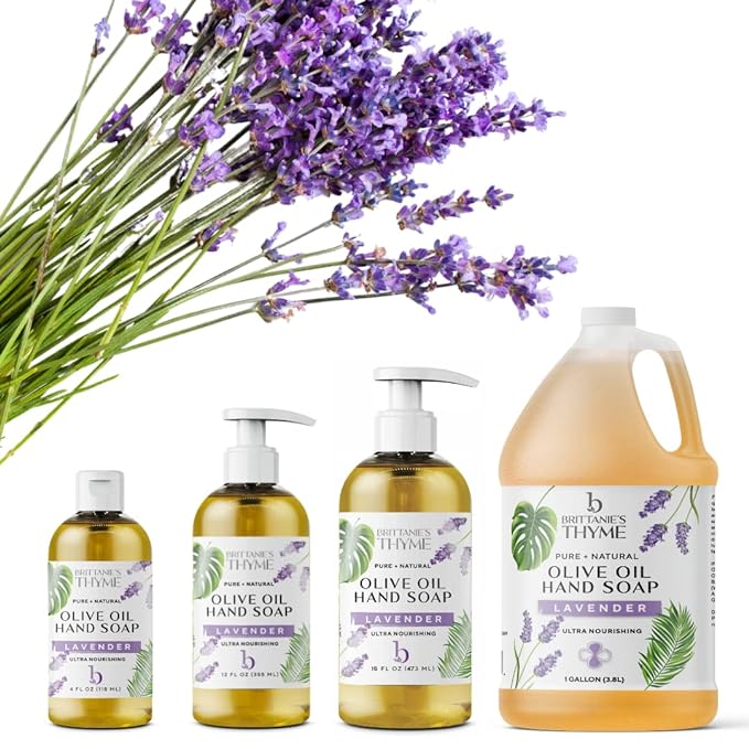 Brittanie’s Pure Castile Liquid Soap Refill, Lavender, 12 Ounce 3 Pack | Dish Soap, Hair & Body, Home, Gentle and Pure, Made with Natural Luxurious Oils, Vegan & Gluten Free Non-GMO