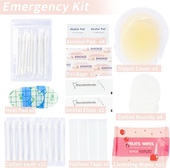 Women's Emergency Kit for Weddings - Survival Set With Makeup Bag, 36 Pc Essential Items for Brides Daily