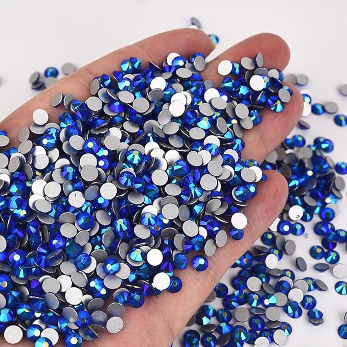 Blinginbox Flatback Rhinestones Bulk,14400pcs Crystal Round Loose Gemstones Glass Rhinestones for Crafts Makeup Nail Art Clothes Shoes DIY Decorations(SS16,3.8-4.0mm,Sapphire AB)