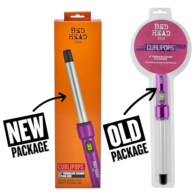 Bed Head Curlipops .75” Tourmaline Ceramic Styling Iron | Clamp-Free Curling Wand | for Natural-Looking Curls & Short Hair (3/4 Inch)