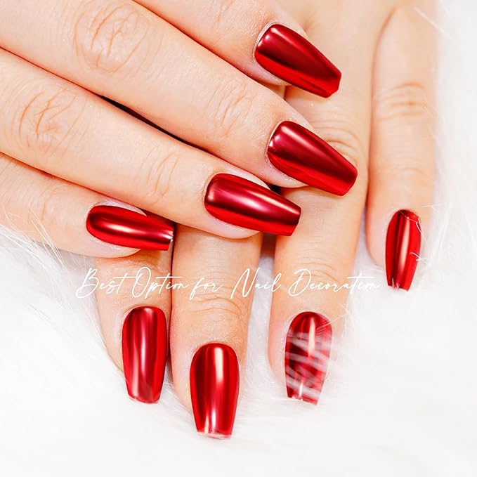 6 Color Set 0.5g/Jar Chrome Nail Powder Rubbing Mirror Pigment Dust for Manicure Nail Art Decoration Red Blue Bronze Rose Gold Cyan Purple Metallic Glitter (TA 6 Pcs Set-04)