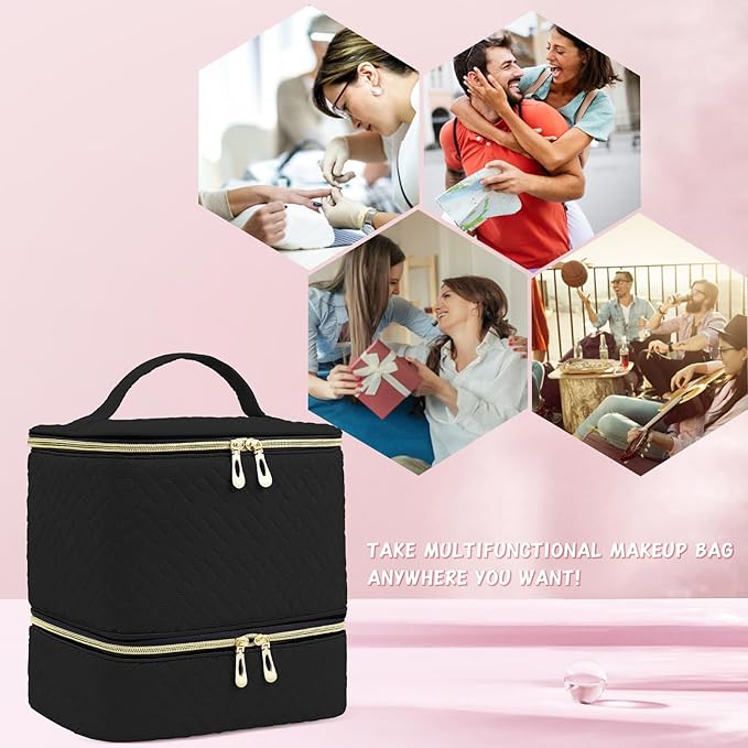 Nail Polish Carrying Case Bag-Holds 30 Bottles, Double-Layer Nail Polish Storage and Nail Dryer Case