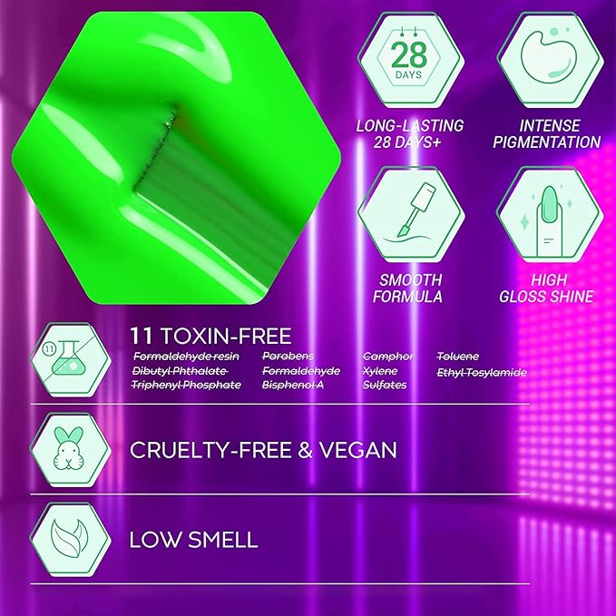 modelones Neon Gel Nail Polish Set -6 Colors Spring Summer Hot Pink Blue Purple Green Yellow Gel Polish Set Soak Off Nail Kit Manicure DIY Nail Art Salon Home Gift