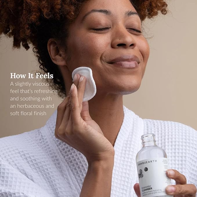 BambuEarth Rosewater Face Cleanser (4 oz) - Helps Hydrate, Balance, and Soothe - Non-Foaming, Vegan, Alcohol-Free Cleanser with Organic Rosewater to Support Skin's Barrier