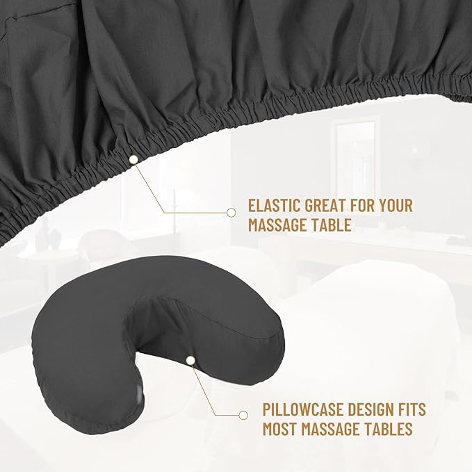 12 Pcs 4 Sets Premium Microfiber Massage Table Sheet Set, Include Massage Table Cover, Massage Fitted Sheet, Massage Face Rest Cover for Beauty Salon Spa Hair Salon (Black)