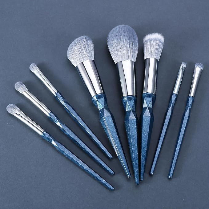 Blue Sapphire Makeup Brush Set Professional, Vegan Makeup Brushes Set, Makeup Brush Set with Case, Glitter Cosmetic Brushes Makeup Set, Make up Brushes Vegan, Make up Brushes Set Professional