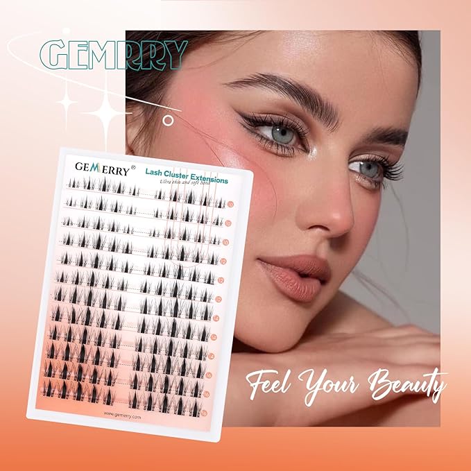 GEMERRY Lash Clusters Natural Cluster Lashes Wispy Cluster Eyelash Extensions Lash Extension Clusters DIY at Home Eyelash Clusters