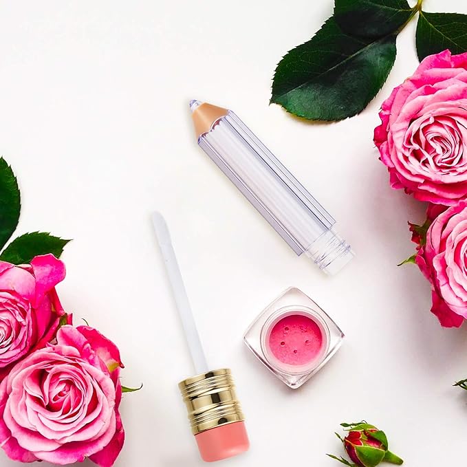 Blulu 24 Pcs 5 ml Pencil Lip Gloss Tube Empty, Gift for Graduation Teacher Appreciation, Pencil Lip Gloss Container Clear Refillable Tube for Women DIY Cosmetics