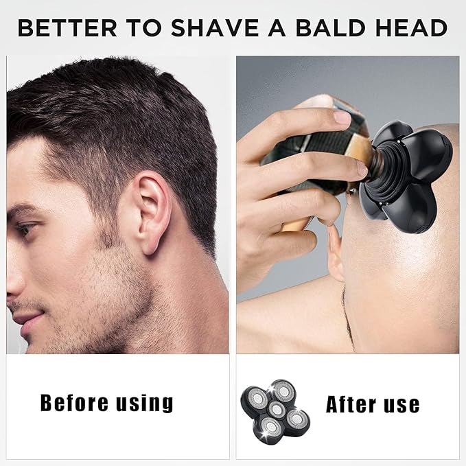 4PCS Shaver Replacement Blades,5 Head Shaver Heads for Bald Men,Head and Face Electric Razor Shaver Head