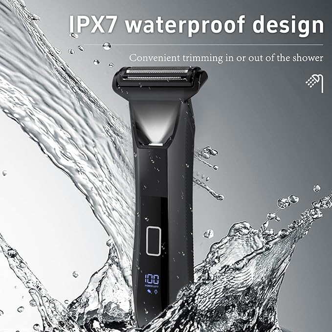 Manscape Body Trimmer for Men, Groin & Body Hair Trimmer, Ball Foil Shaver, Nose Hair Clippers, 3 in 1 Men's Waterproof Wet/Dry Groomer with Travel Case &Travel Lock, LED Display, Black