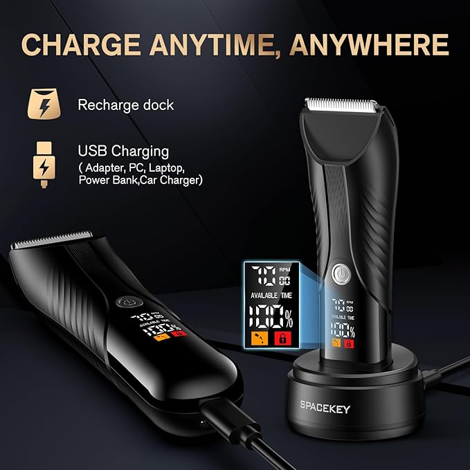 Manscape Electric Body Hair Trimmer - IPX7 Waterproof Ball Trimmer for Men with LED Light, Wet/Dry Groomer, USB-C Rechargeable, Travel Bag Included - Men's Pubic, Groin and Body Shaver