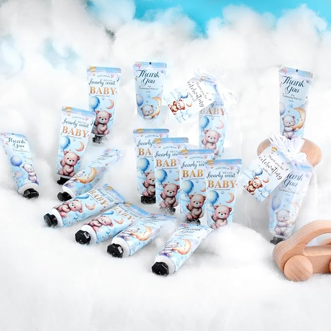 50 Pack Baby Shower Bulk Hand Cream Gifts Sets, Bridal Shower Favors and Baby Shower Favors for Guests with Thank You Card and Organza Gift Bags, Appreciation Gifts and Wedding Shower Favors (Bear)