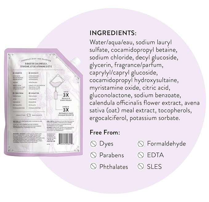 J.R. Watkins Gel Hand Soap Refill, Moisturizing Hand Wash, All Natural, Alcohol-Free, Cruelty-Free, USA Made, Lavender, 34 Fl Oz (Pack of 3)