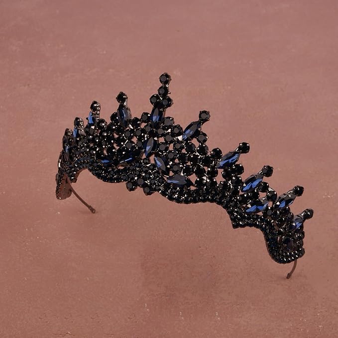 LIMELIA Women's Tiara for Henna Wedding Party|Glitter Hair Accessories for Bridal Birthday Pageant Prom Halloween Cos-play Christmas Party|Dence-Navy Blue