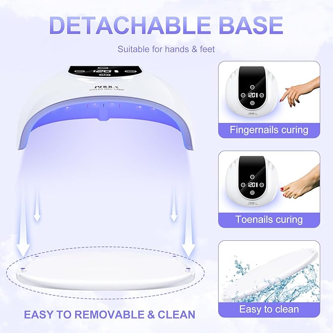 NXJ INFILILA Cordless Nail Lamp, Rechargeable UV Light for Gel Nails, 268W Fast Curing Wireless Nail Dryer with 36Pcs Lamp Beads for Hands & Feet, Professional Quick Dry for Salon & Home