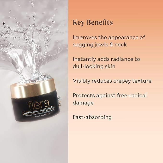 FIÈRA Neck Firming & Tightening Cream - Anti-Aging Moisturizer for Sagging Skin, Improves Neck and Jawline Definition, Reduces Wrinkles, Boosts Hydration for Mature Skin - 1.69 FL. OZ. / 50 ML