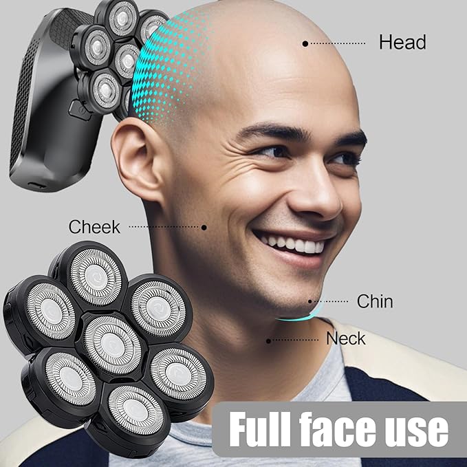 7 Head Shaver Replacement Heads,Head shavers for many brands bald men replacement blades,Shaver Blade Heads Replacement for Electric Razor for Men (2 Pack)