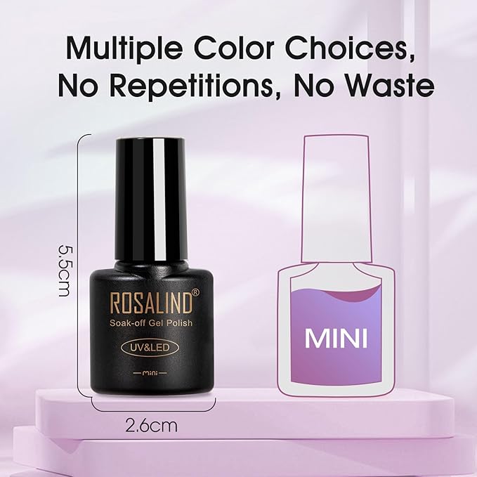 ROSALIND 24pcs Gel Polish Set with 4 Bottles of Base and Glossy Matte Glitter Top Coat Brown Purple Gel Nail Set Suitable for All Seasons