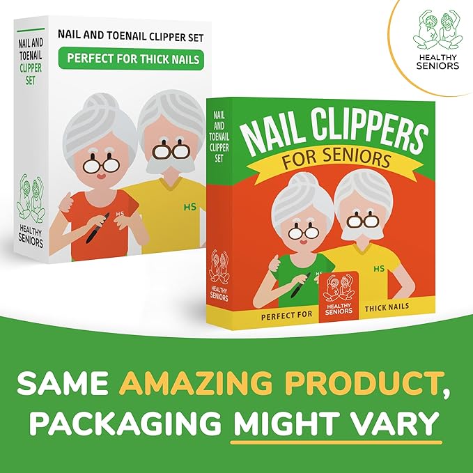 Nail Clippers Set, Easy Grip 360 Rotary Fingernail Clipper, Sharp Heavy Clippers for Thick Nails. Ideal for Diabetics or Seniors Suffering from Arthritis (2 Pieces)