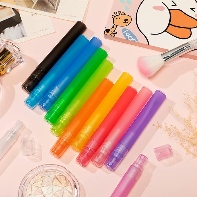 108 Pieces 10 ml Spray Bottles Plastic Perfume Bottles Empty Fine Mist Perfume Bottle for Essential Oils Supplies(Assorted Color)