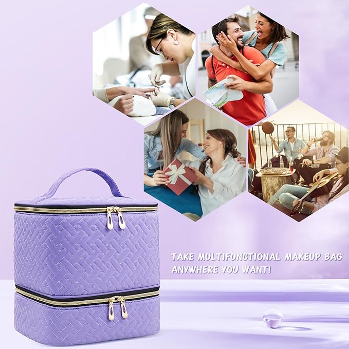 Nail Polish Carrying Case Bag-Holds 30 Bottles, Double-Layer Nail Polish Storage and Nail Dryer Case