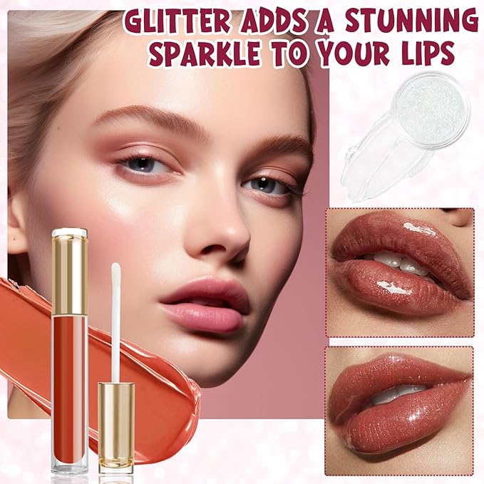 JCOOS Diy Lip Gloss Kit, Lip Gloss Making Kit, LipGloss Making Kit Make Your Own Lip Gloss Making Supplies, Shimmery LipGloss Base, Empty Tubes, Jojoba Oil, Women Teen Girl Gifts Trendy Stuff