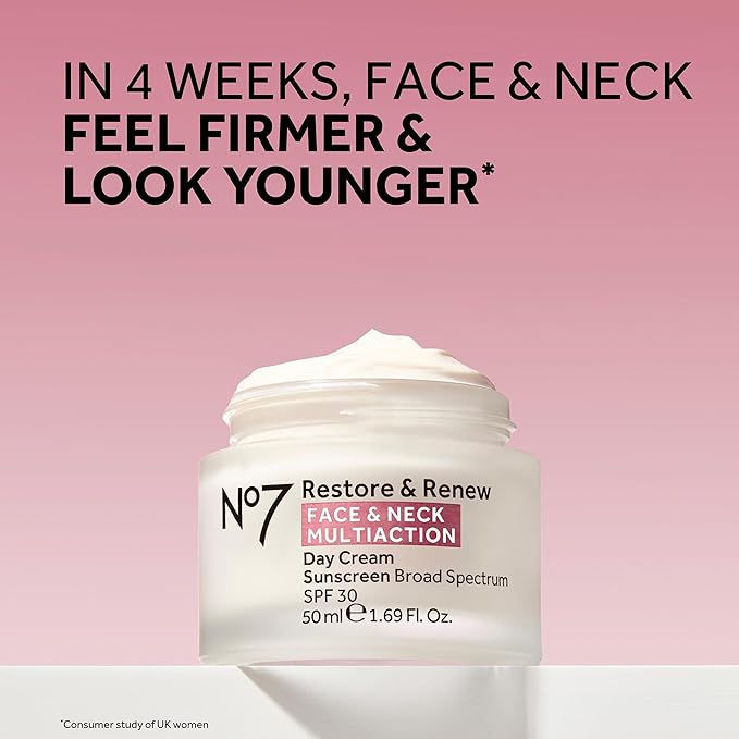 No7 Restore & Renew Multi Action Face & Neck Night Cream - Collagen Peptide Anti Aging Face Cream - Hydrating Hyaluronic Acid + Skin Firming Fragrance Free (50ml)