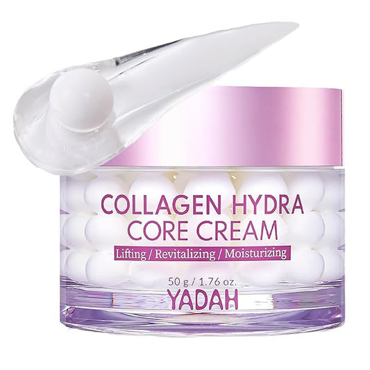 YADAH Hydra Core Cream – Barrier Repair Moisturizer with 10 Types of Hyaluronic Acids, 1000ppm Low Molecular Collagen & Ceramide, Deep Hydration for Sensitive Skin, 1.76 oz
