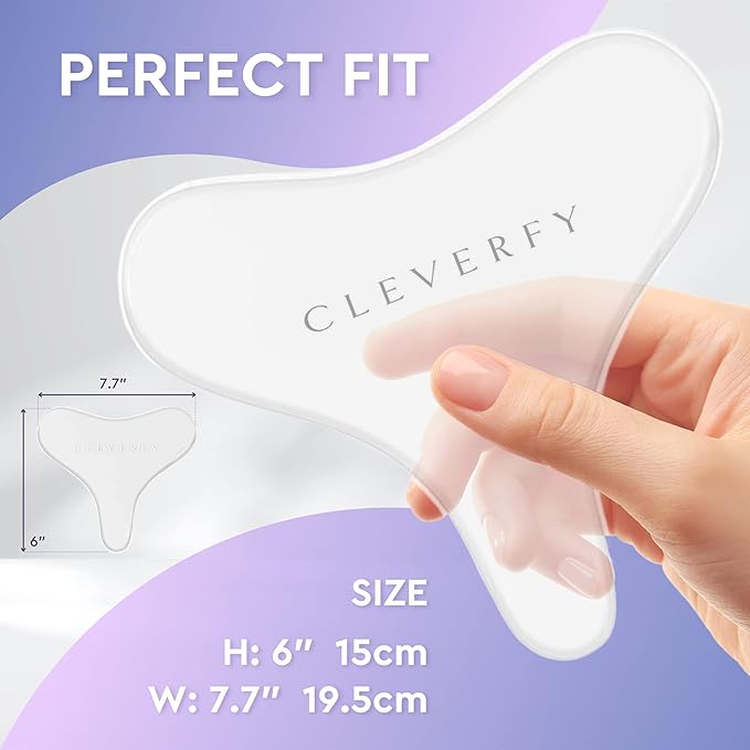 CLEVERFY Silicone Chest Wrinkle Pads for Décolleté - 2-Pack of T-Shape Reusable Anti-Wrinkle Patches