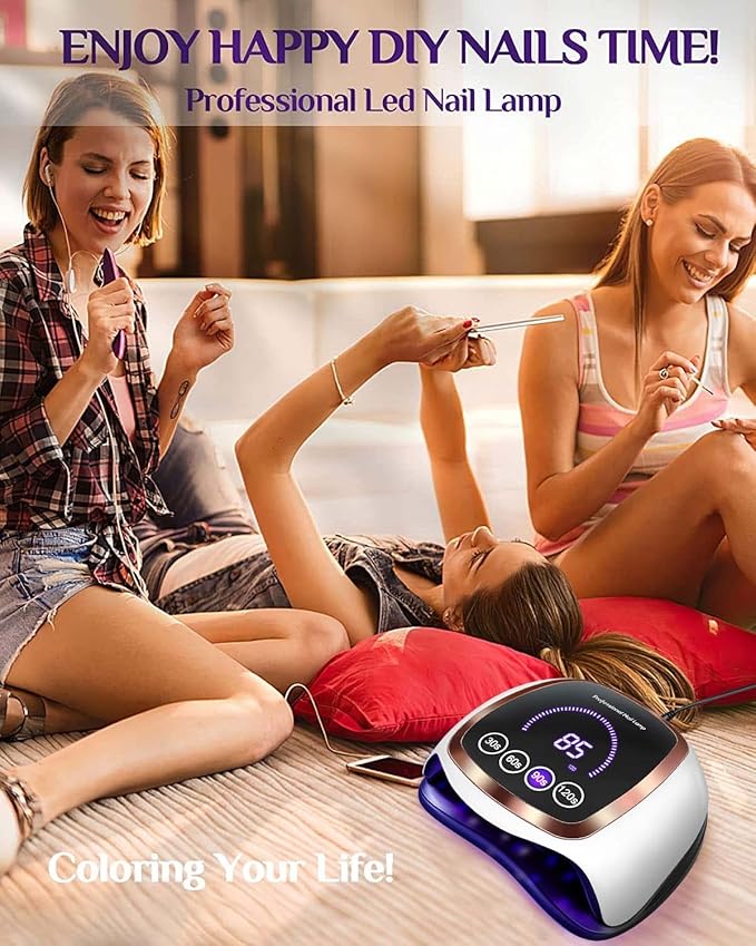 UV LED Nail Lamp, Gugusure 168W Nail Curing Lamps for Home & Salon, Led Nail Dryer for Gel Polish with Automatic Sensor/4 Timer Setting, Professional Nail Art Tools for Fingernail and Toenail Nail