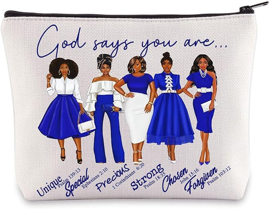 WZMPA Sorority Zeta Cosmetic Makeup Bag Finer Women Gift God Says You Are Sorority Makeup Zipper Pouch Bag Zeta Paraphernalia (God Says Zeta)