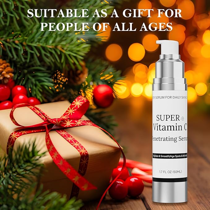 Super Vitamin C Serum for Women Over 70, Vitamin C Serum for Face, 2pack All-In-One Hydrating, with Hyaluronic Acid Vitamin E Smooths Fine Lines for Neck Face,50ML