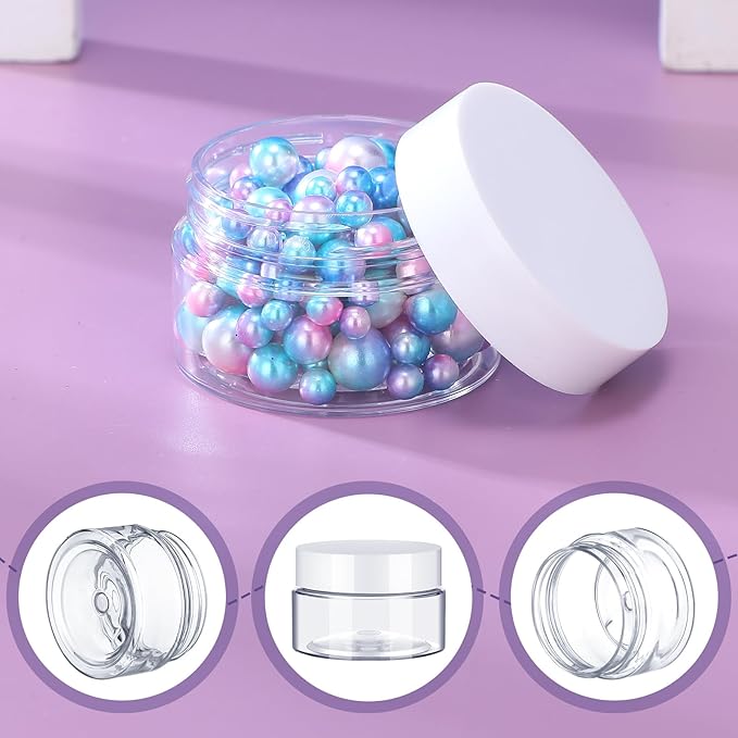 200 Pcs 1 oz Empty Bulk Plastic Container Jars with White Lid Leak Proof Round Clear Plastic Jars Small Cosmetic Travel Containers for Storage Makeup Beauty Products Creams Lotion Ointments