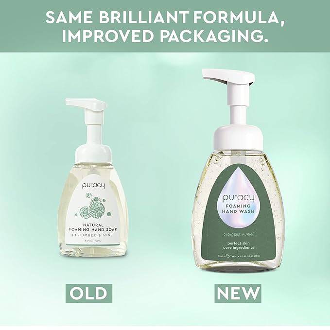 Puracy Foaming Hand Soap - Plant-Powered Natural Hand Soap As Seen on TikTok, Non-Toxic, Sulfate-Free Liquid Soap, Moisturizing Foam Handwash Liquid (Cucumber & Mint, 12 fl oz, 3-Pack)