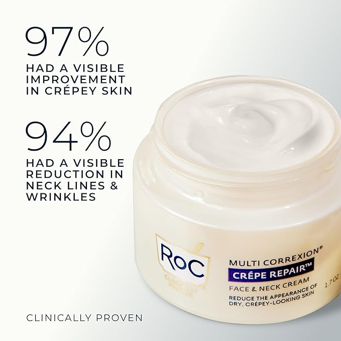 RoC Crepe Repair Anti Aging Daily Face Moisturizer & Neck Firming Cream (1.7 oz) + RoC Retinol Wrinkle Smoothing Capsules (7 CT), Skin Care Routine for Women and Men