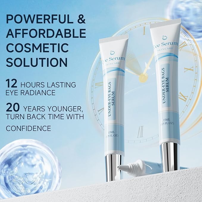 Under Eye Bags and Wrinkles, Under Eye Cream, Wrinkle Filler, Visibly Improves for Bags Dark Circles Treatment for Puffines, 15ml/0.5 fl.oz