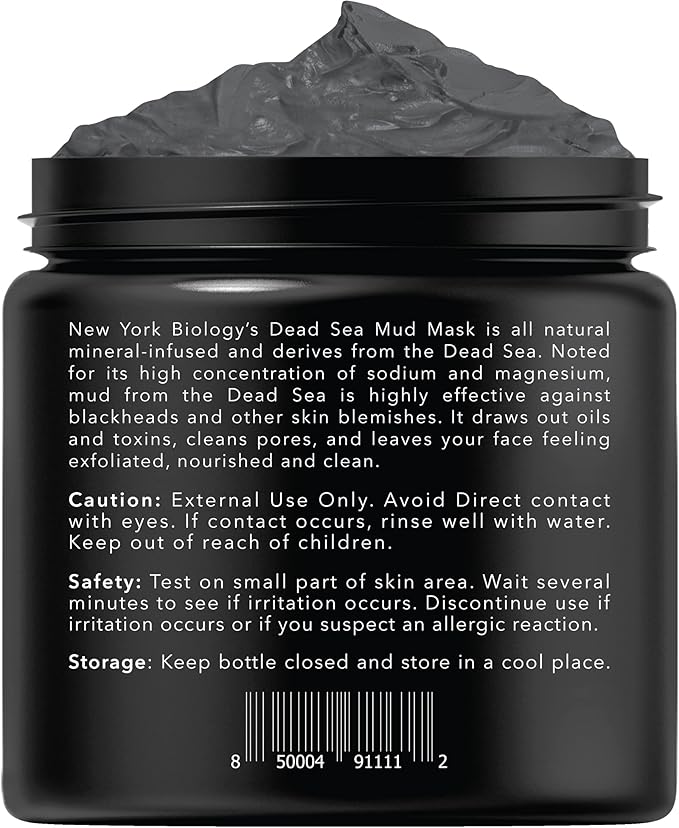 New York Biology Dead Sea Mud Mask for Face and Body - Spa Quality Pore Reducer for Acne, Blackheads & Oily Skin, Natural Skincare for Women, Men - Tightens Skin for A Healthier Complexion - 8.8 oz