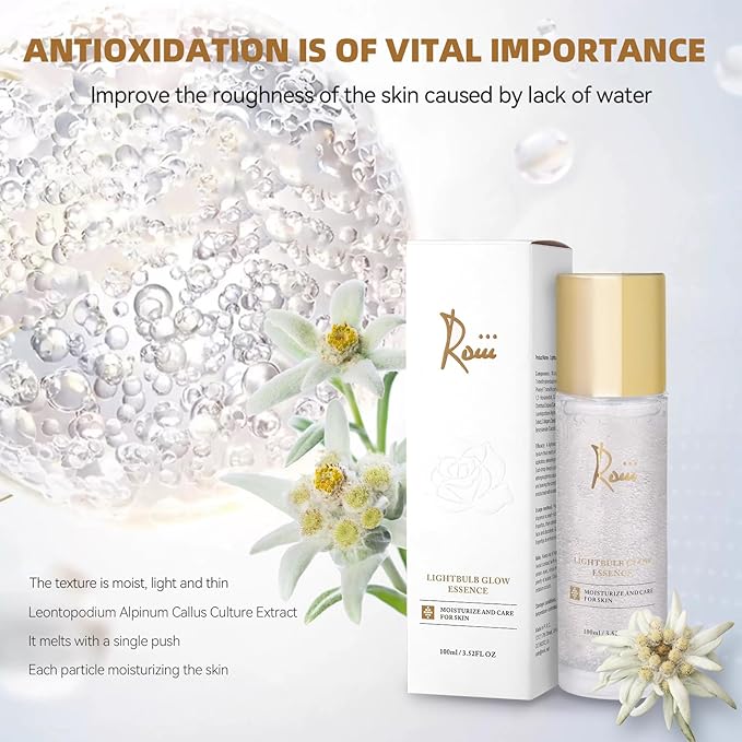 Roiii Light Bulb Glow Essence Serum - Vitamin C + Niacinamide + Hyaluronic Acid - Brightening Face Essence for Glowing Skin - Neck Reduce Dark Spots & Even Skin Tone 3.52 FL.OZ