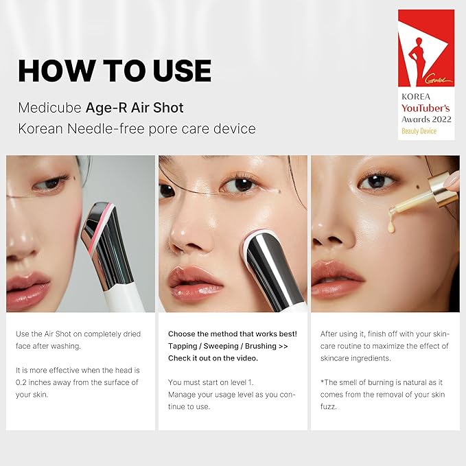 Medicube Age-R ATS Air Shot - Microneedling Skin Care Device for Pore Tightening, Enhanced Absorption, and Smoother Skin Texture - Exfoliation and Skin Rejuvenation - Korean Skincare