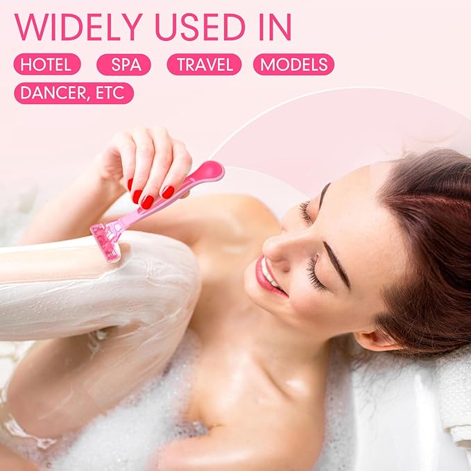 Lasnten 60 Pcs Women's Disposable Razors Bulk 3 Blades Sensitive Skin Razors for a Smooth and Comfortable Shave