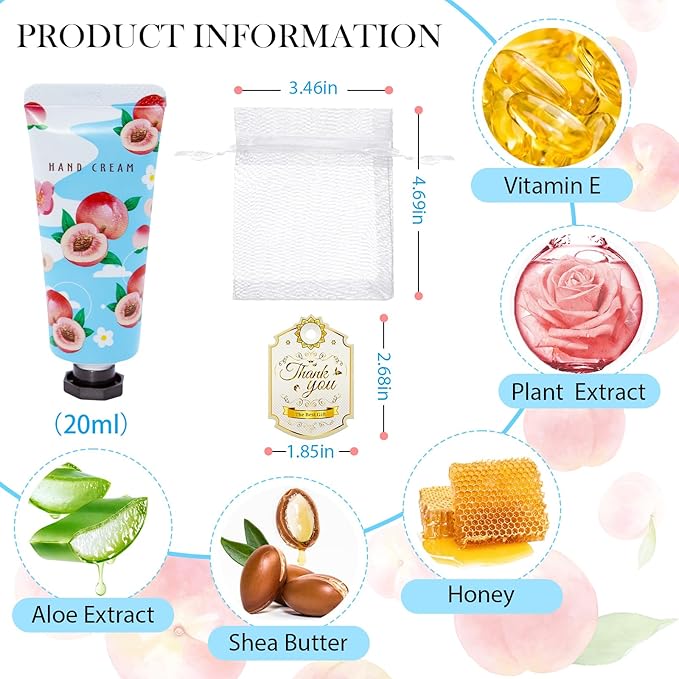 48 Pack Hand Cream for Women, Mini Hand Lotion Travel Size for Dry Cracked Care, Natural Plant Fragrance Moisturizer Gifts Set for Mother's Day, Teacher Appreciation and Bridesmaid Gifts